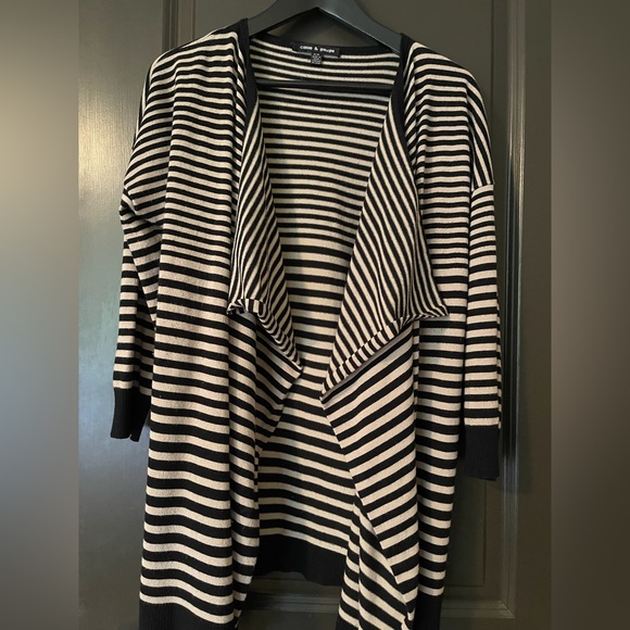 Black and Tan striped tunic cardigan - Picture 1 of 4
